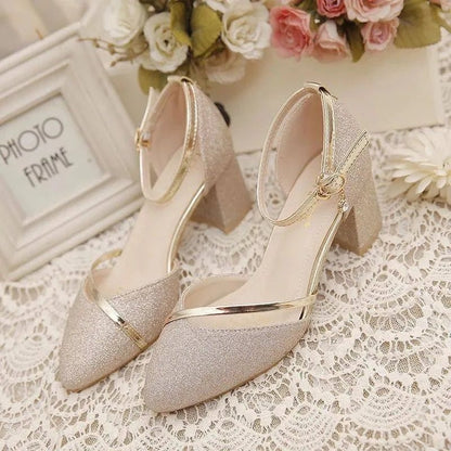 Women's Ankle Strap Block Heel Shoes