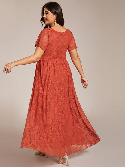 Plus Size Ruffled Lace A-Line Evening Dress