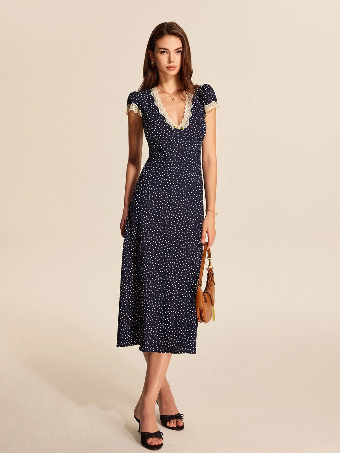 Valda Polka Dot Lace Dress