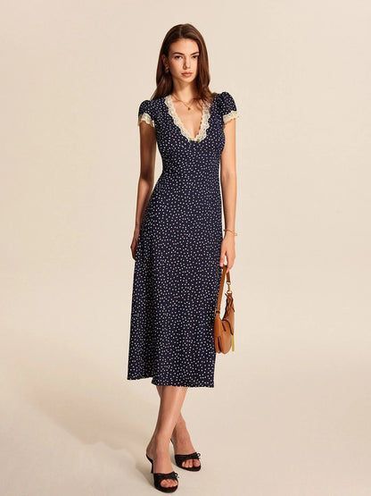 Valda Polka Dot Lace Dress