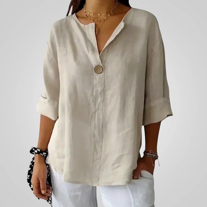 Women's Airy Linen V-Neck Shirt