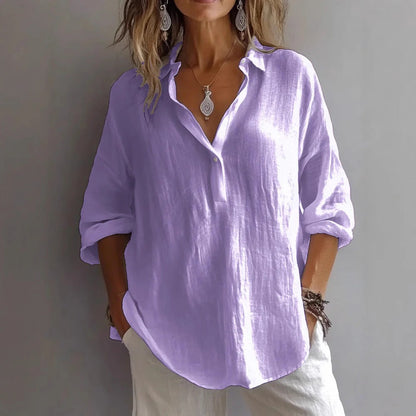 Women's Casual Linen Shirt with Wide Sleeves