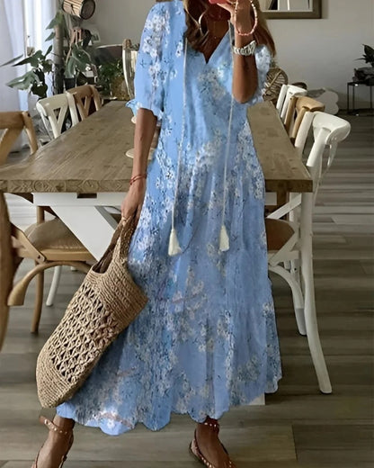 Boho Relaxed Fit Dress with Tassel Details