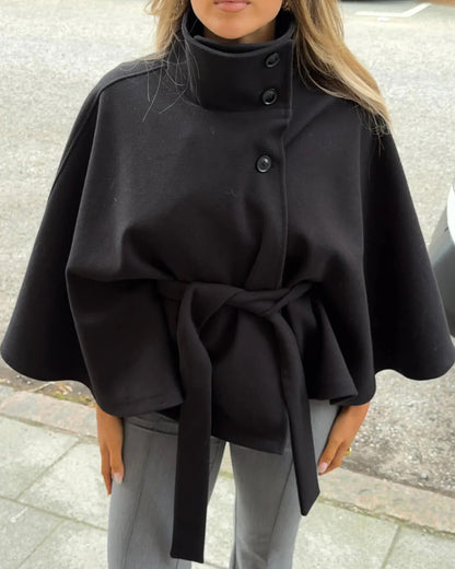Wool Blend Cape Coat for Women