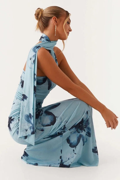Valda Floral Halter Maxi Dress