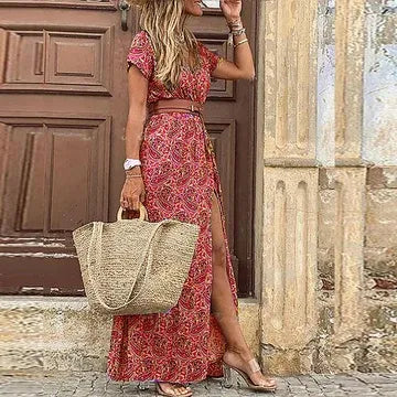 Airy Boho Maxi Dress with Matching Belt