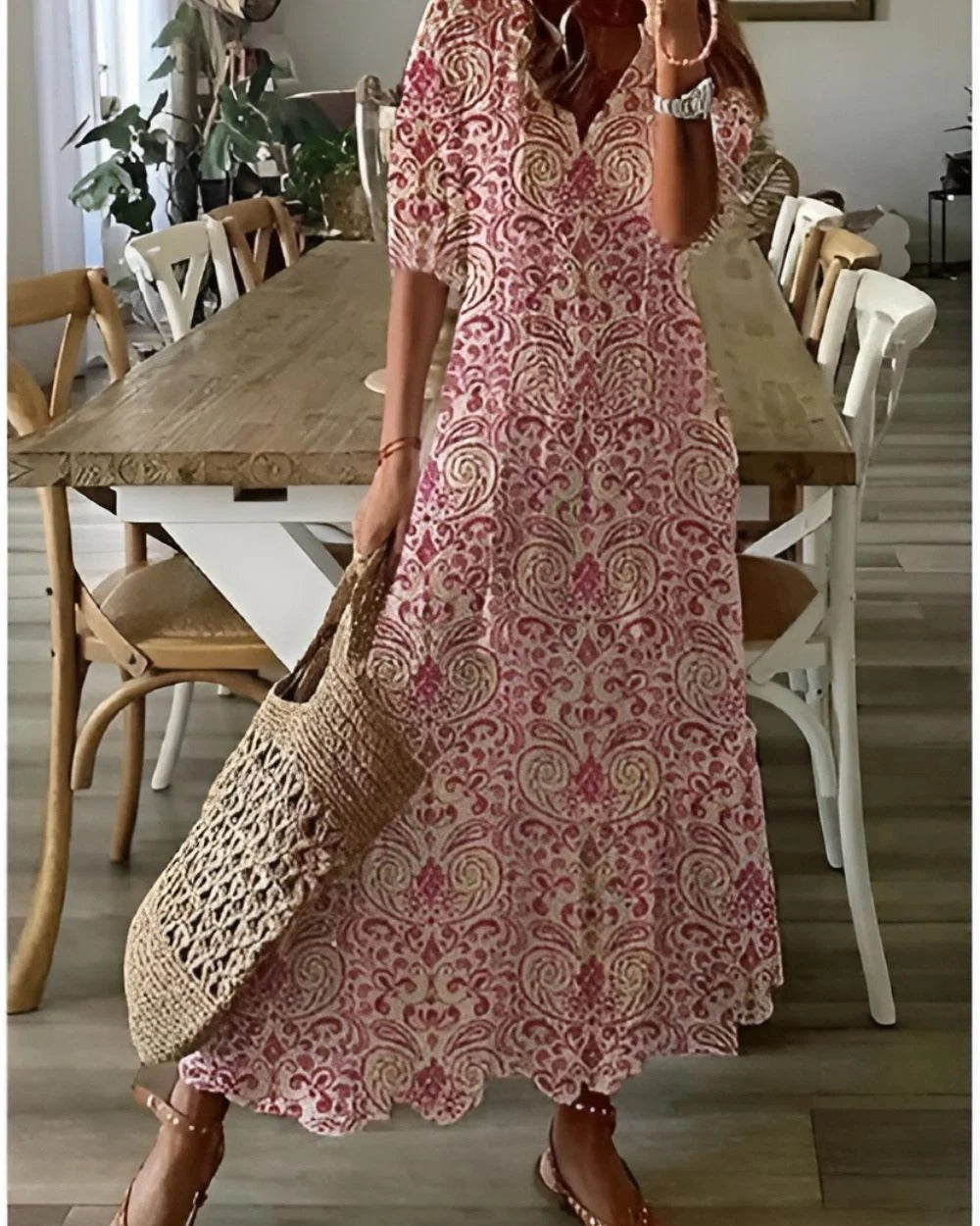 Boho Relaxed Fit Dress with Tassel Details