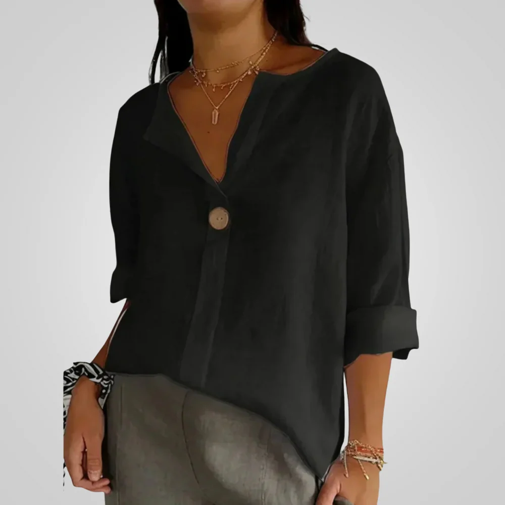 Women's Airy Linen V-Neck Shirt
