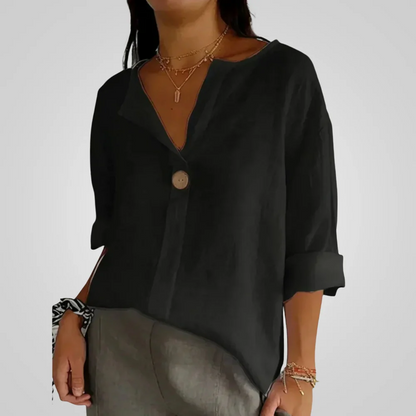 Women's Airy Linen V-Neck Shirt