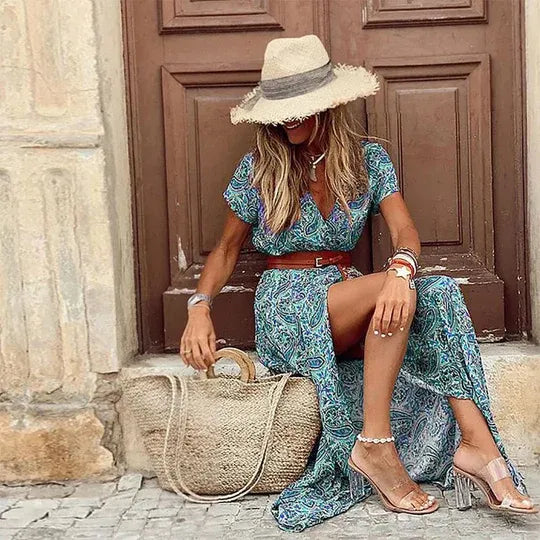 Airy Boho Maxi Dress with Matching Belt