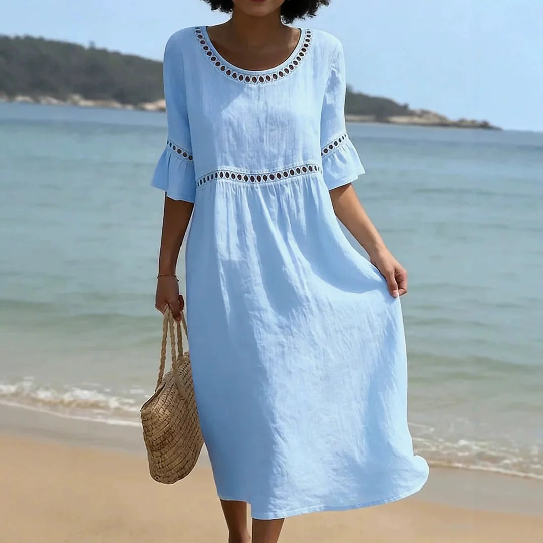 Linen-Look Summer Midi Dress