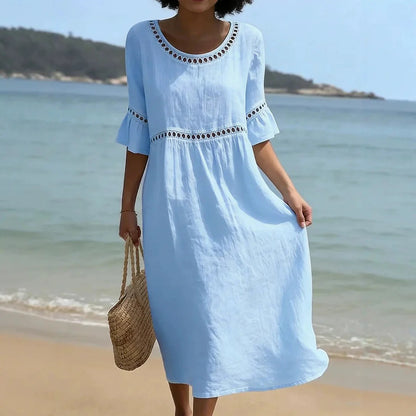 Linen-Look Summer Midi Dress