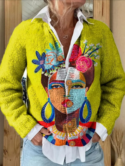 Portrait Print Linen Shirt