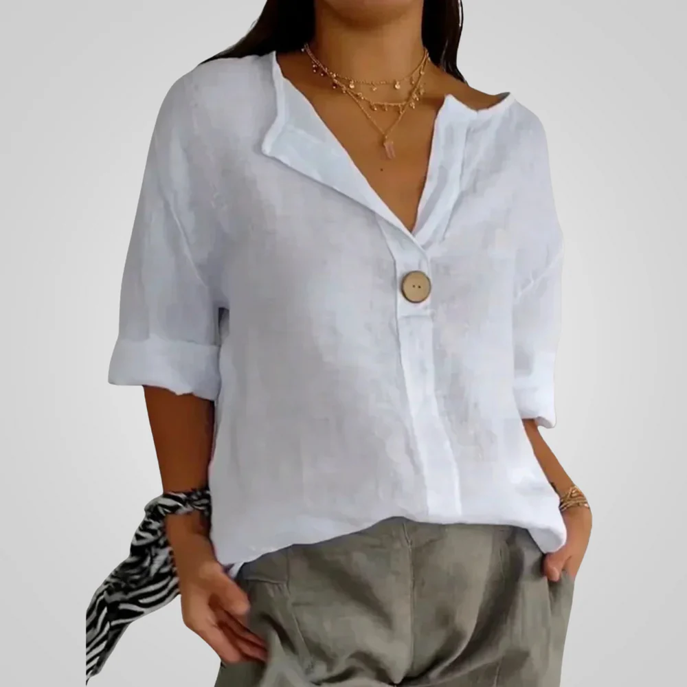 Women's Airy Linen V-Neck Shirt