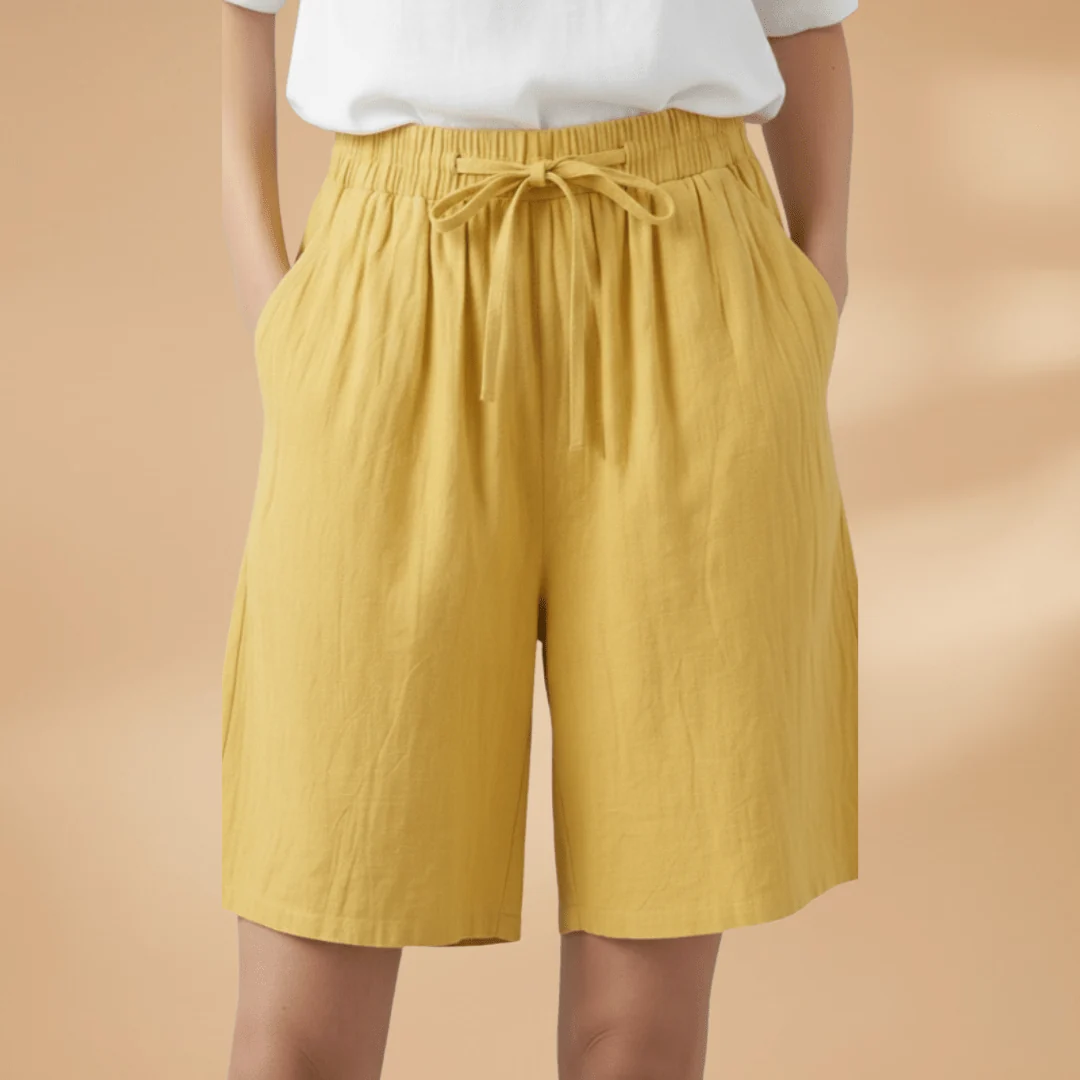 Relaxed Fit Cotton Shorts with Drawstring Waist
