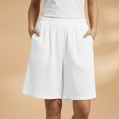 Relaxed Fit Cotton Shorts with Drawstring Waist