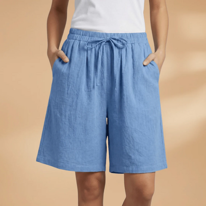 Relaxed Fit Cotton Shorts with Drawstring Waist