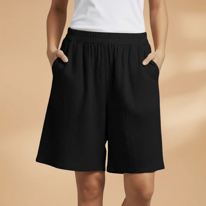 Relaxed Fit Cotton Shorts with Drawstring Waist