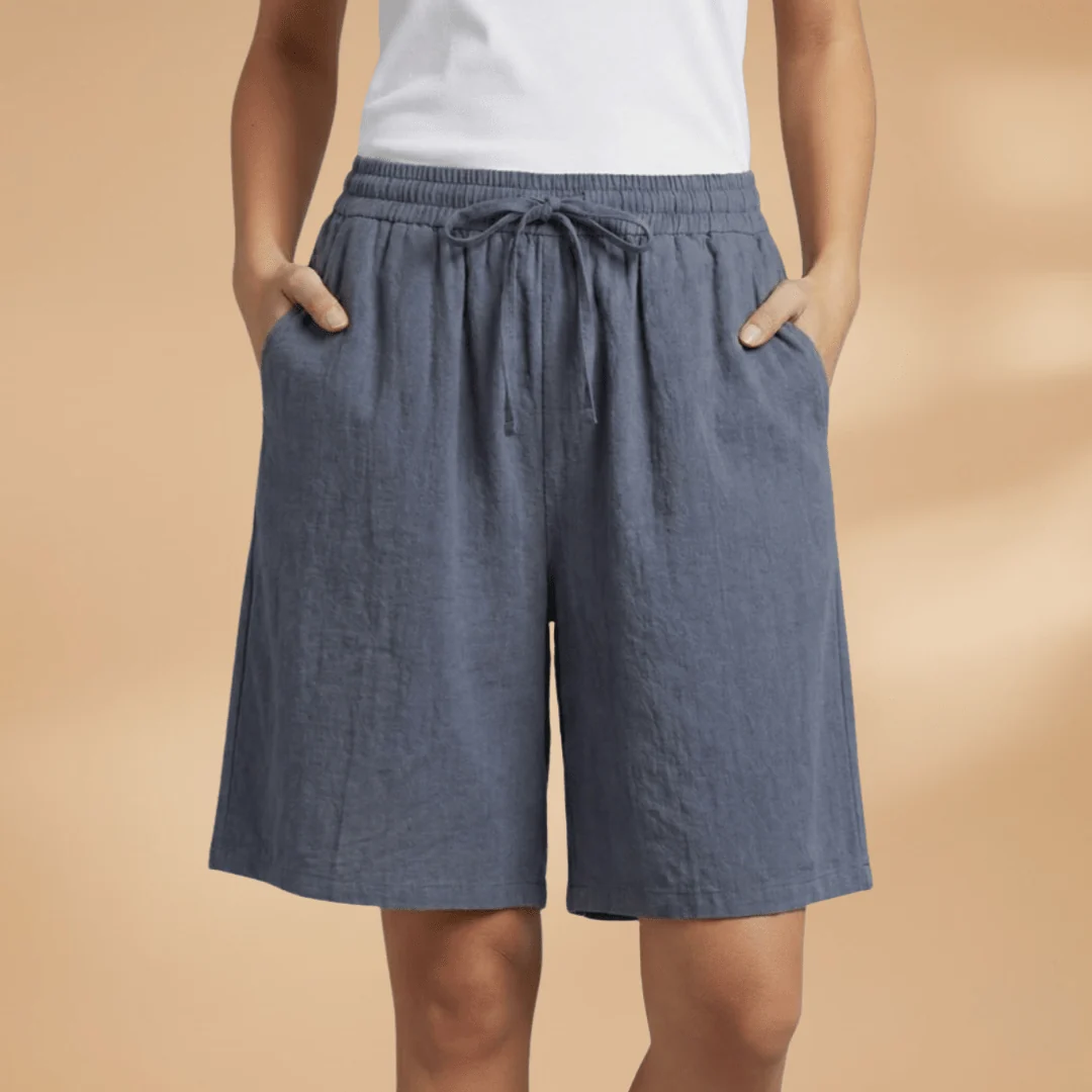 Relaxed Fit Cotton Shorts with Drawstring Waist