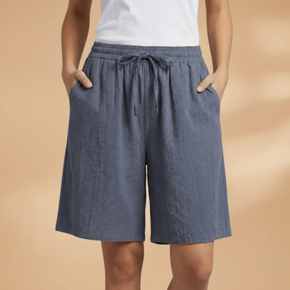 Relaxed Fit Cotton Shorts with Drawstring Waist