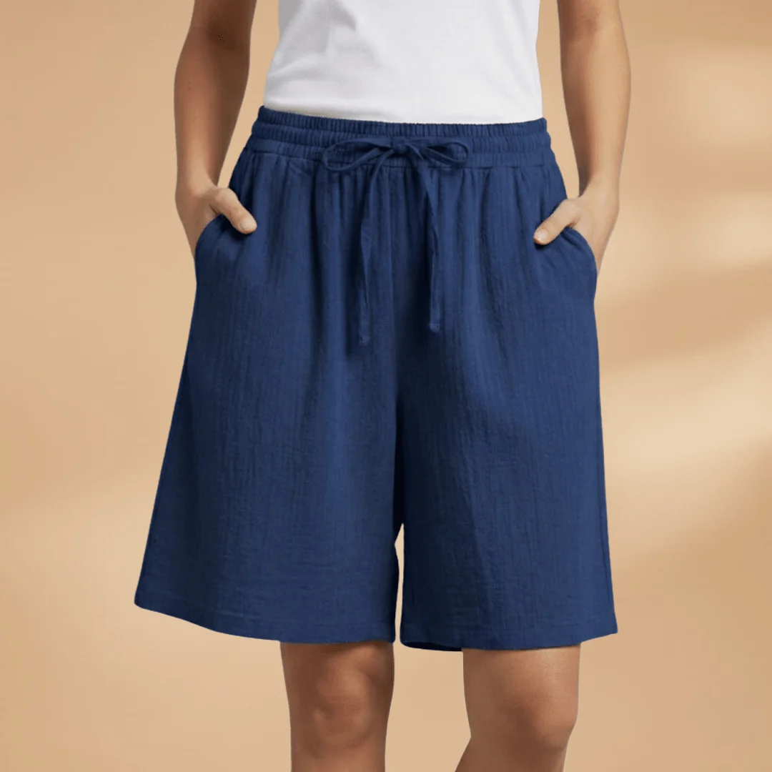 Relaxed Fit Cotton Shorts with Drawstring Waist