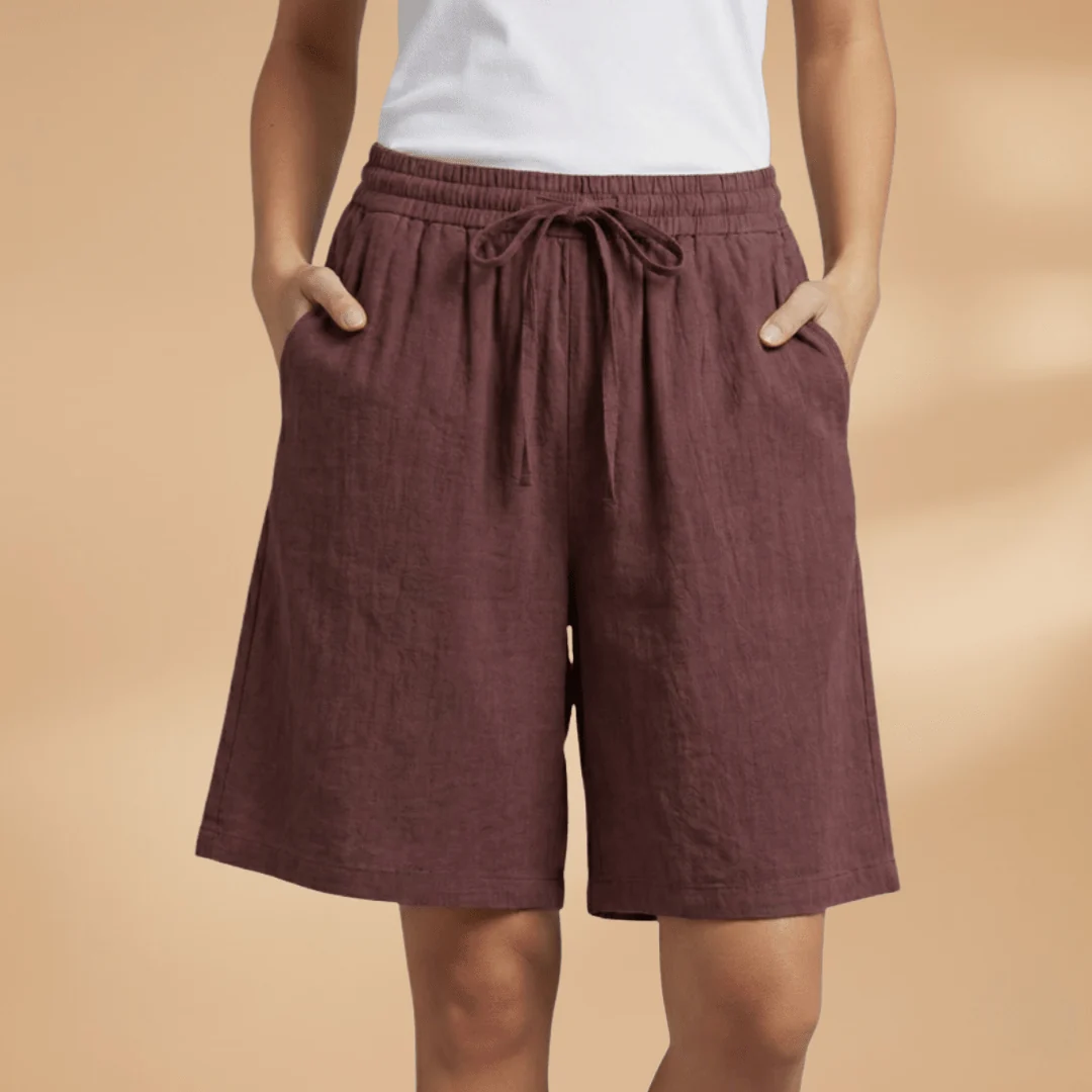 Relaxed Fit Cotton Shorts with Drawstring Waist