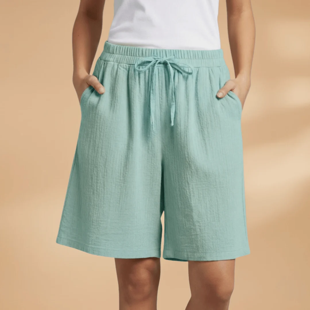 Relaxed Fit Cotton Shorts with Drawstring Waist