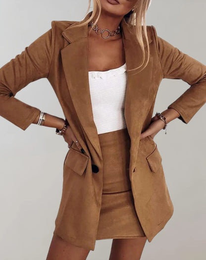 Two Piece Blazer and Mini Skirt Set