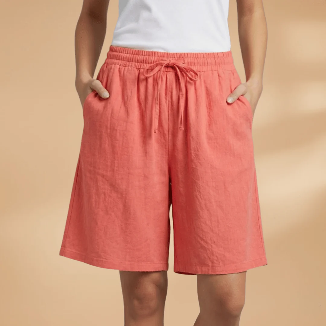 Relaxed Fit Cotton Shorts with Drawstring Waist