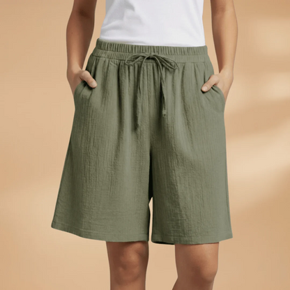Relaxed Fit Cotton Shorts with Drawstring Waist