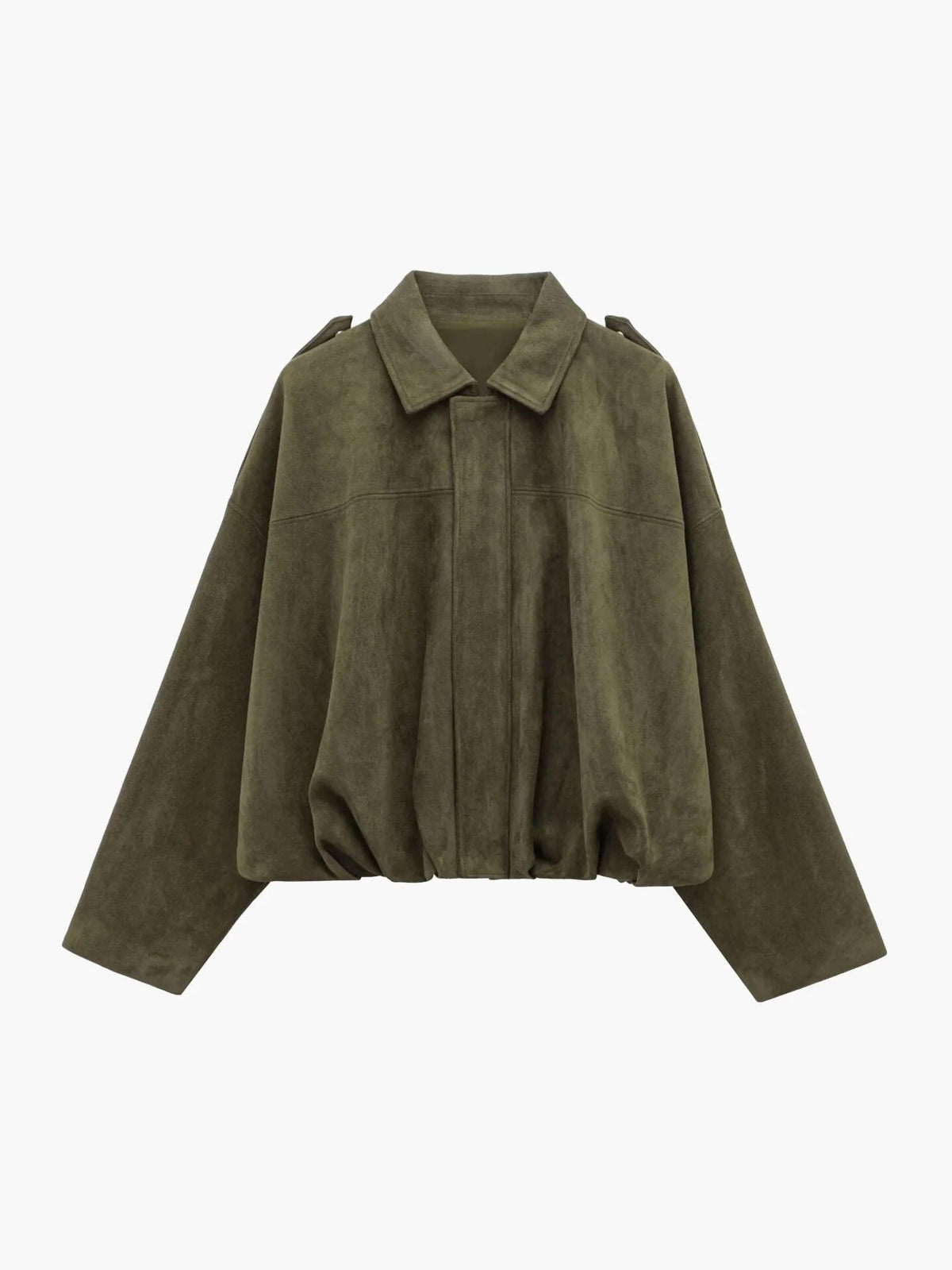 Faux Suede Collared Bomber Jacket for Women
