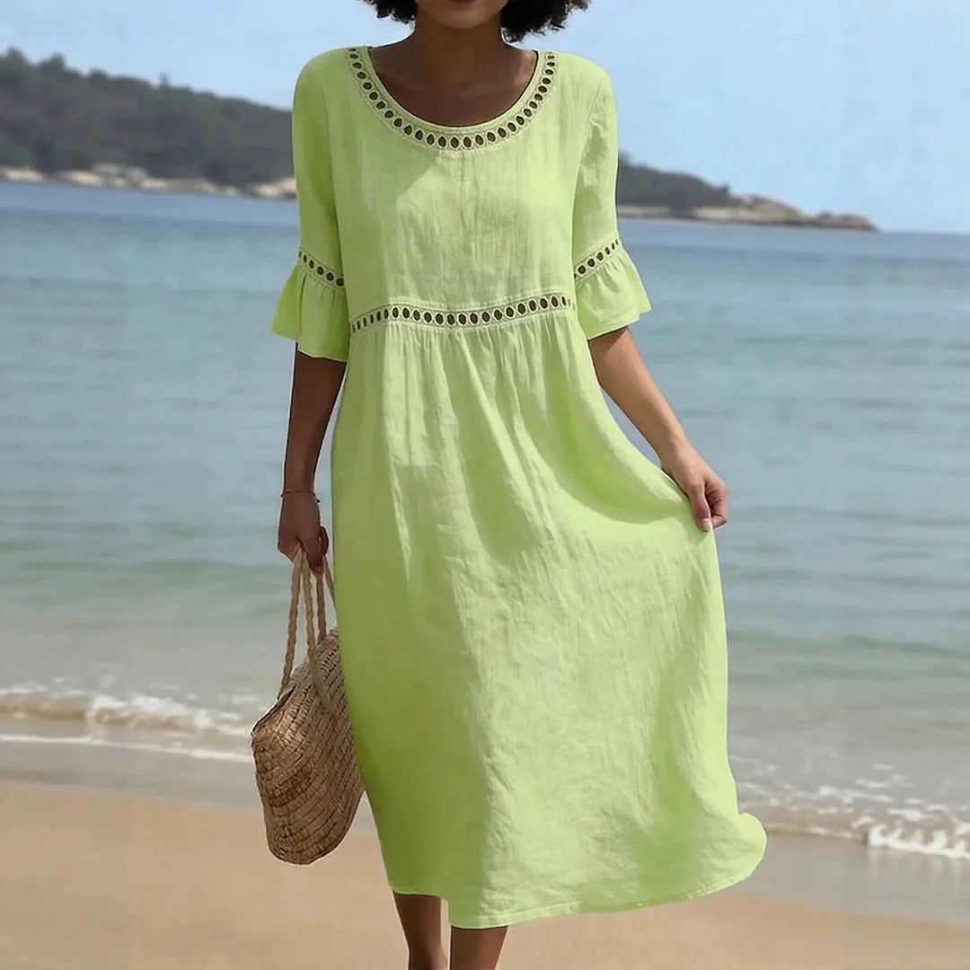 Linen-Look Summer Midi Dress