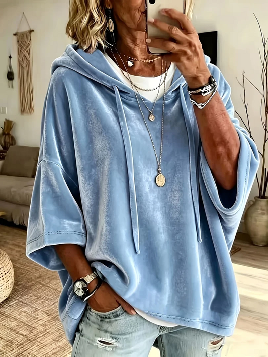 Women's Oversized Velvet-Inspired Hoodie