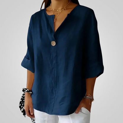 Women's Airy Linen V-Neck Shirt