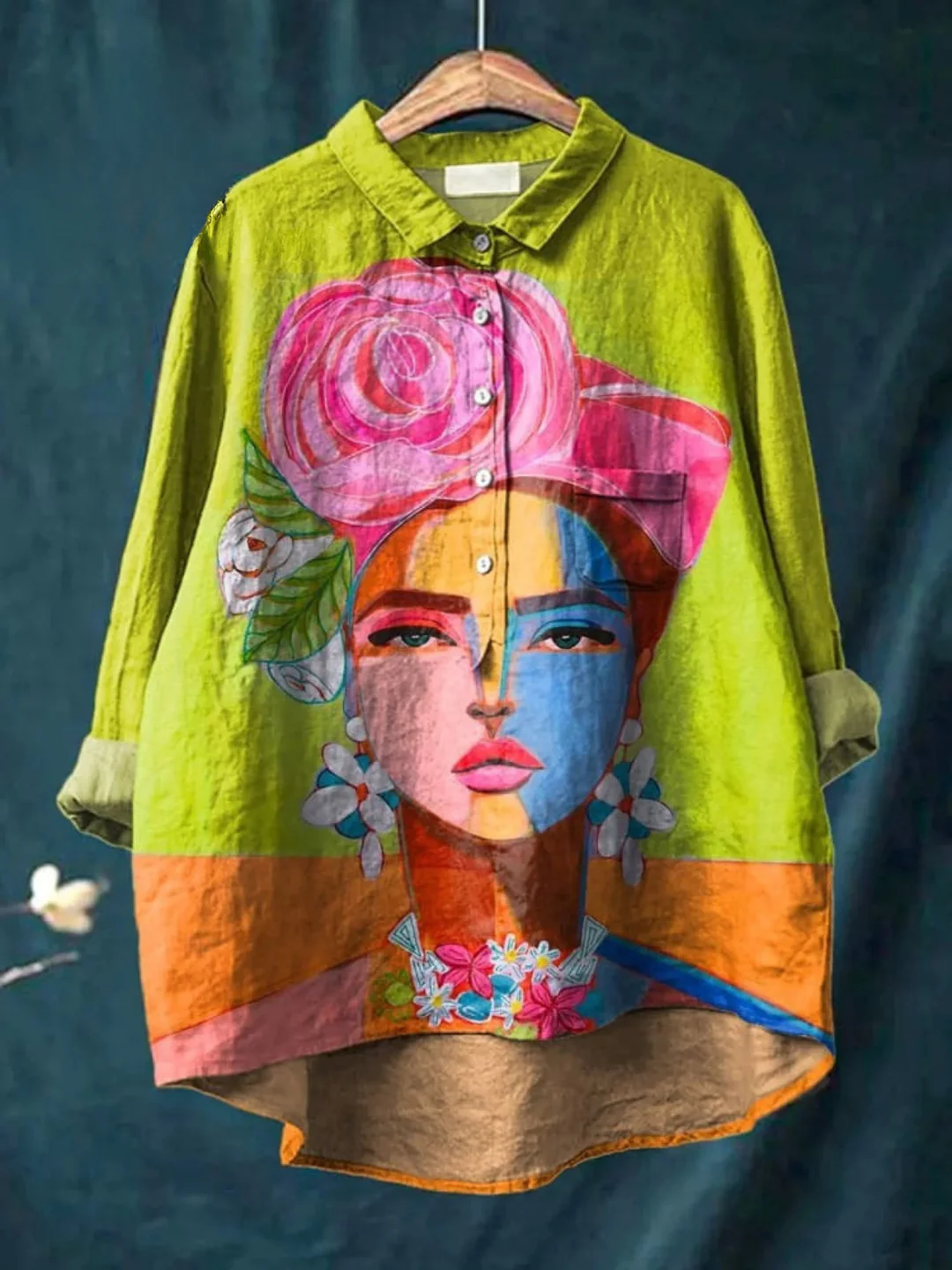 Portrait Print Linen Shirt