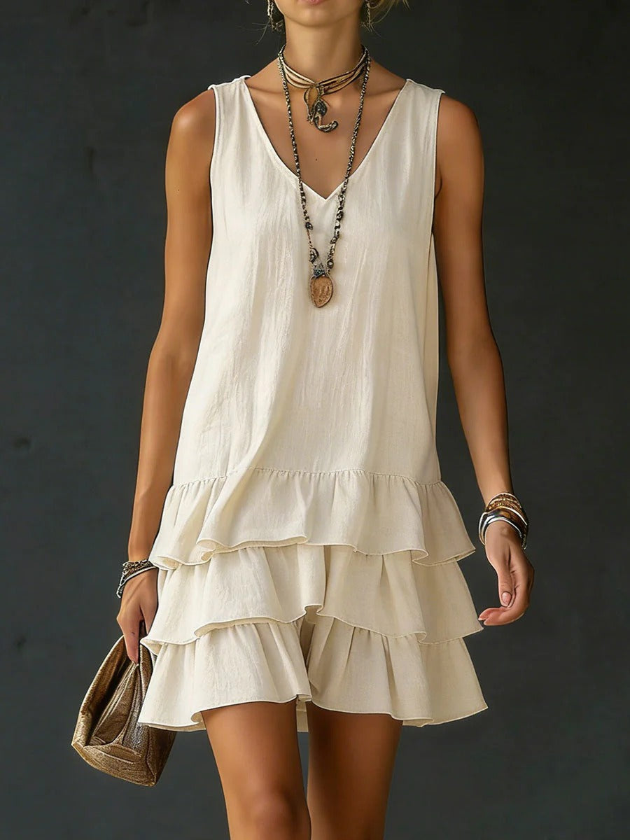 Linen V-Neck Tunic Dress