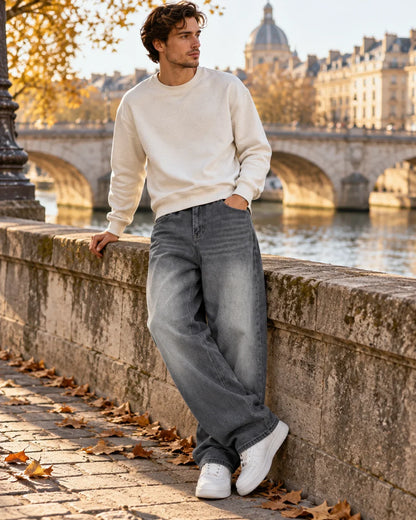 Jeans Men - Baggy Relaxed Fit Denim with Wide Legs