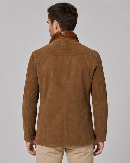 Men's Layered Collar Suede-Look Jacket