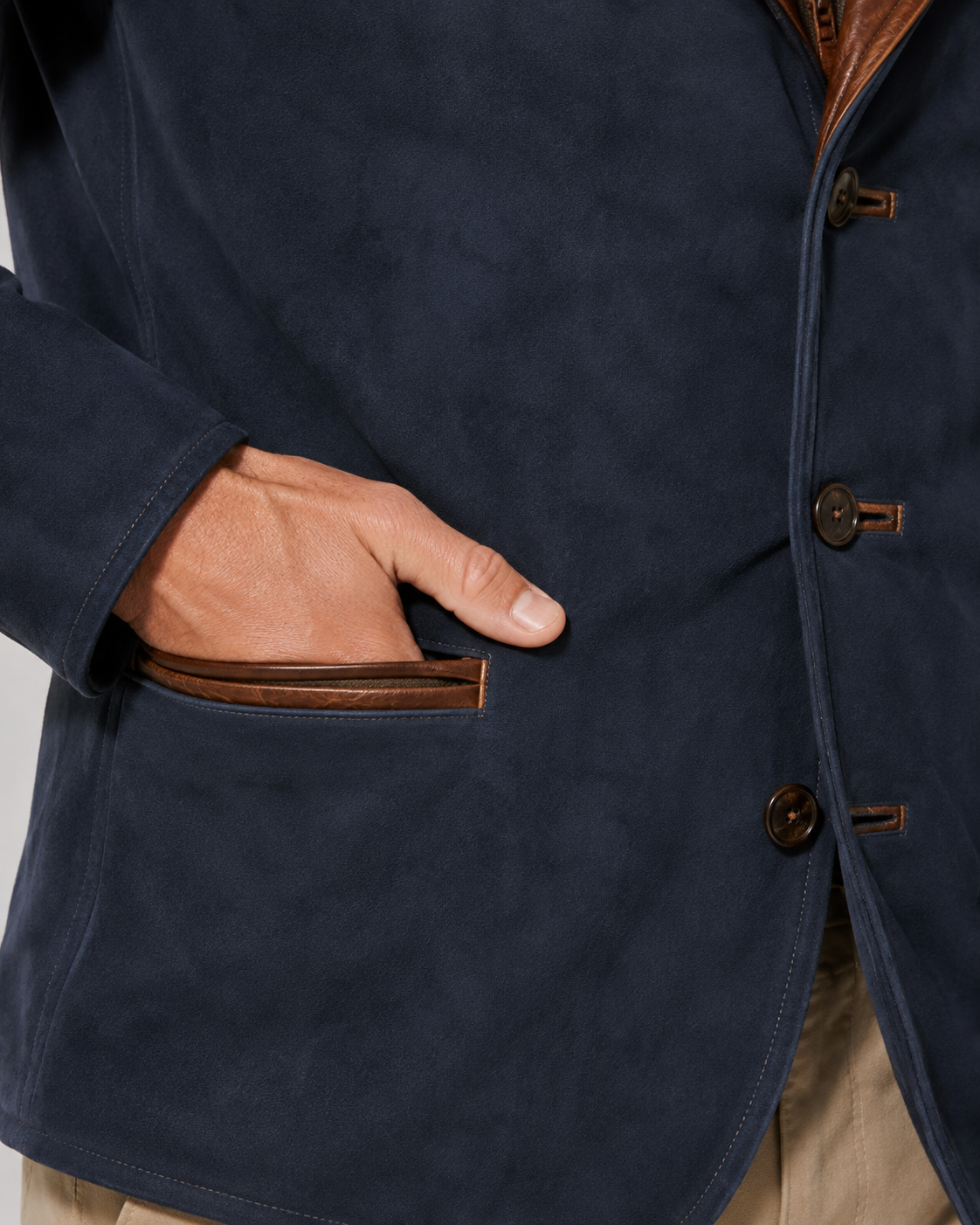 Men's Layered Collar Suede-Look Jacket