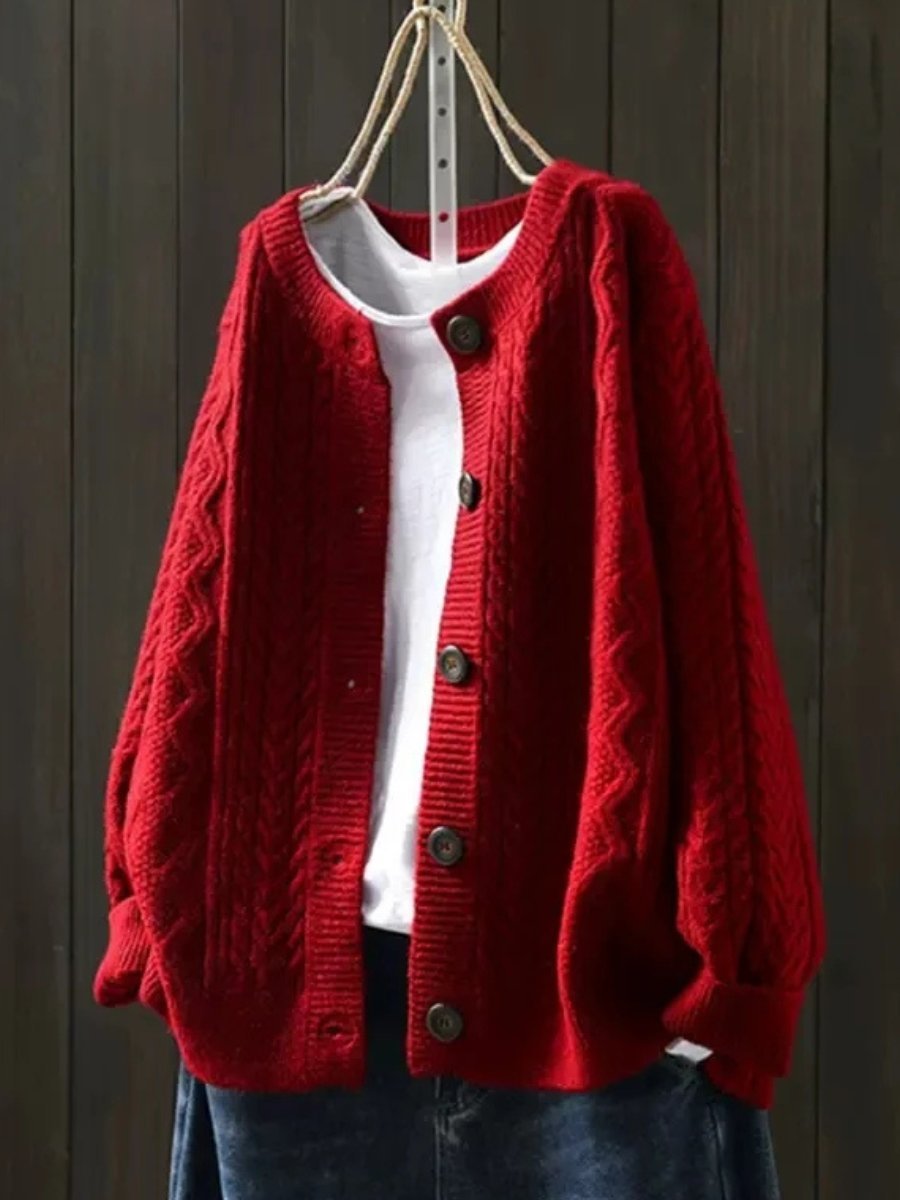 Lara | Women's Chunky Oversized Cable Knit Wool Cardigan