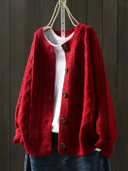 Lara | Women's Chunky Oversized Cable Knit Wool Cardigan