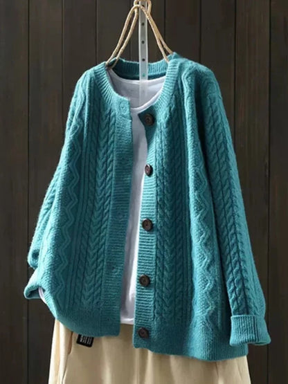 Lara | Women's Chunky Oversized Cable Knit Wool Cardigan