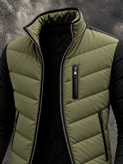 Lasse | Herren zweifarbige Steppjacke mit Stehkragen und Reißverschlusstaschen