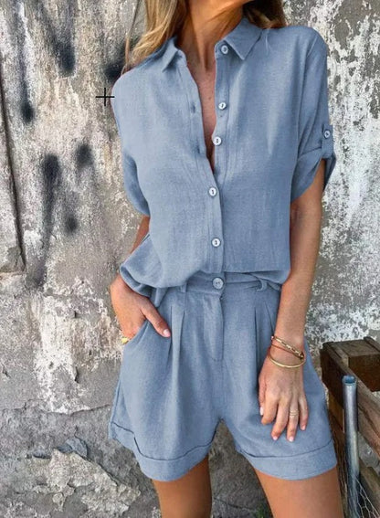 Lightweight Shorts and Top Set with Wrinkle-Resistant Finish