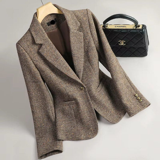 Cara | Women's Herringbone Wool Blazer