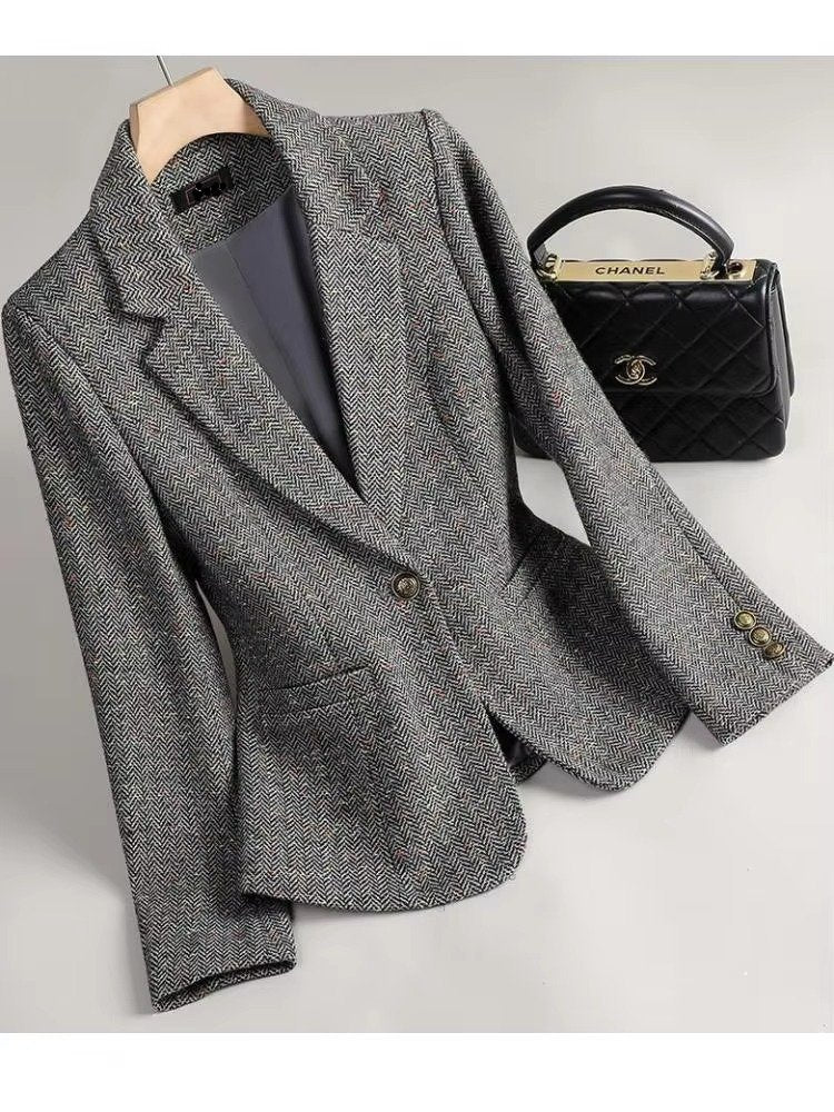 Cara | Women's Herringbone Wool Blazer