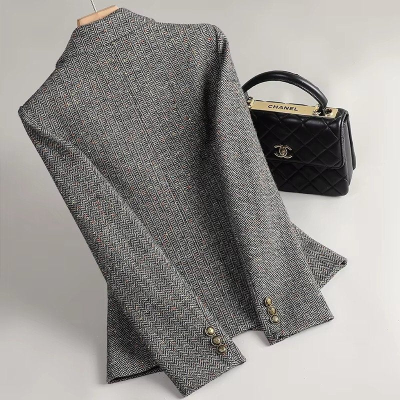 Cara | Women's Herringbone Wool Blazer