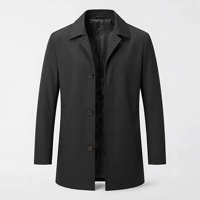 Men's Trench Coat | Mid Length Lapel Collar Button Front