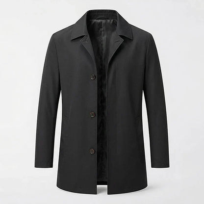 Men's Trench Coat | Mid Length Lapel Collar Button Front