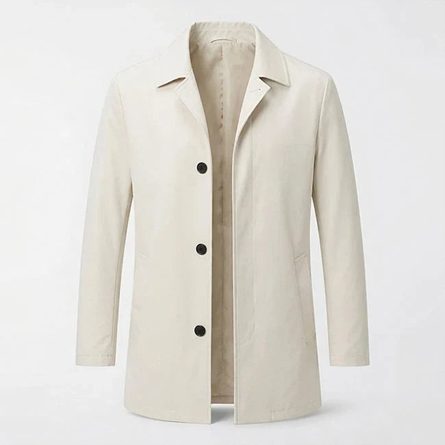 Men's Trench Coat | Mid Length Lapel Collar Button Front